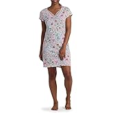 Miss Elaine Nightgown, Short 100% Cotton Gown, Short Sleeve, Floral Print, Sleepwear & Loungewear