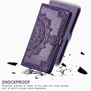 HAOTIAN Cover per Oppo A52/A72/A92 Cover, Custodia Chiusura Magnetica Flip Case Stile, Pelle PU Mandala Sbalzato con… - immagine 7