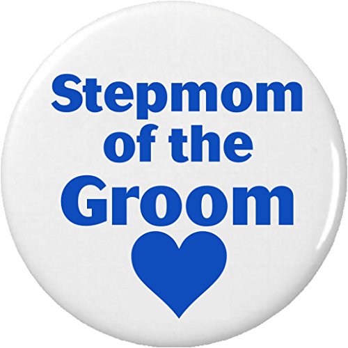 Stepmom of the Groom Blue Heart 2.25' Large Button Pin Wedding Bridal Party