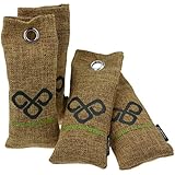 All Natural Bamboo Charcoal Bag Moisture Absorber Air Freshener and Closet Deodorizer Best for Home Bathroom Refrigerator Luggage Car - Shoe Odor Absorber - Pet Odors Eliminator & Remover (Pack of 4)