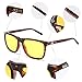 HD Night Vision Polarized Sunglasses Square Yellow Lens Aluminum Magnesium Temple Spring Hinges Driving Sun Glasses Men Women Classic Retro Glasses (Yellow Lens/Leopard Frame)