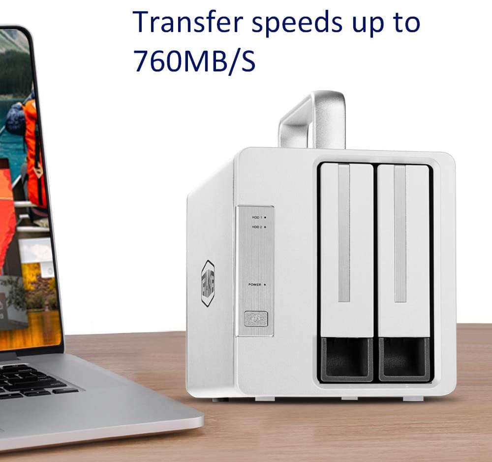 TERRAMASTER TD2 Thunderbolt 3 plus 7-in-1 Thunderbolt 3 Dock with RAID Storage External Hard Drive Enclosure