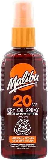 Malibu Sun SPF 20 Dry Oil Spray 100ml Medium Protection Water Resistant