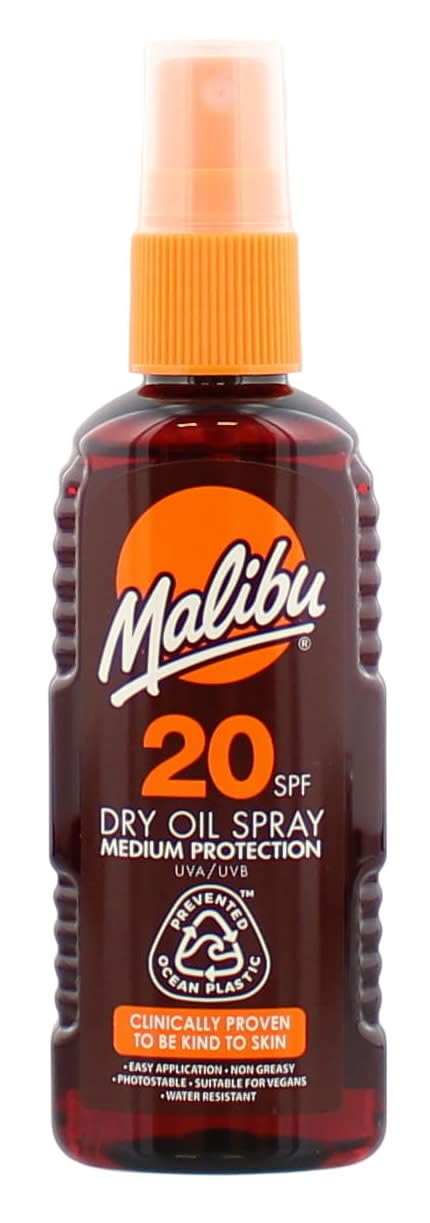Malibu Sun SPF 20 Dry Oil Spray with Medium Protection, Water Resistant, 100ml
