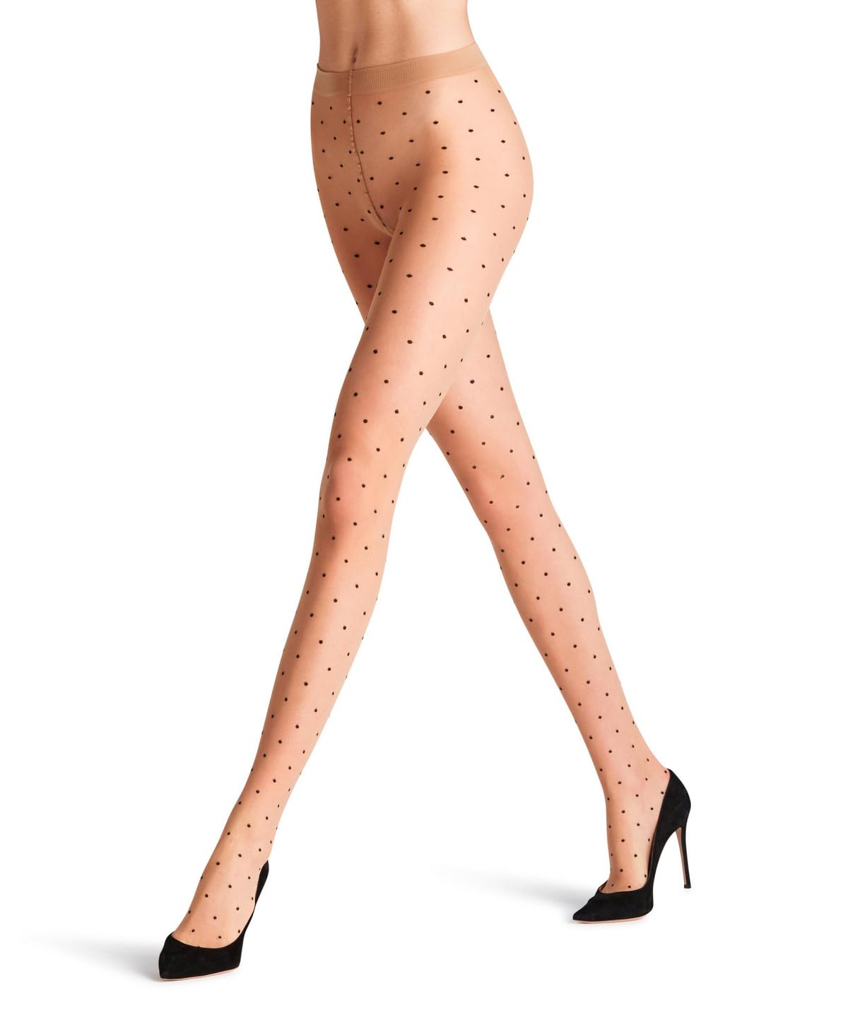 FALKE Women's Dot Bicolor 15 DEN W Ti Sheer Patterned 1 Pair Tights, Skin colour Powder 4169, M