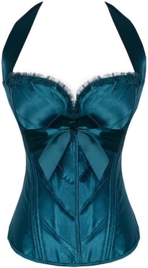 XMDNYE Corsage Sexy Meder Corsets and Bustiers Able Meder Frauen Party Bogen Halter Corset with Belts Overbust Bustier