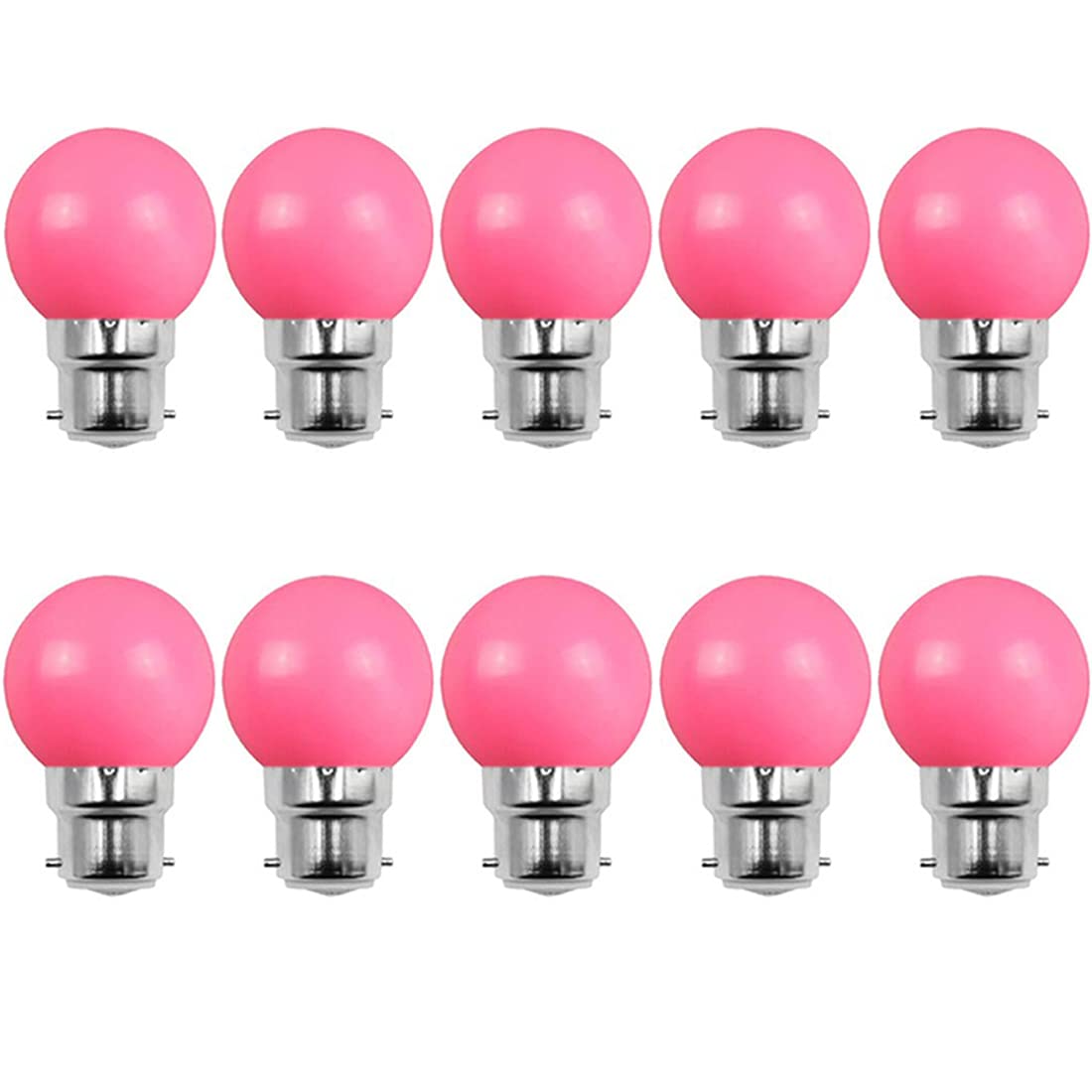 Aiwerttes Bayonet Bulbs B22 2W LED Bulb Golfball Pink Energy Saving Bulb (20W Equivalent) BC Cap Small Bulbs for Garland Decoration, Pack of 10
