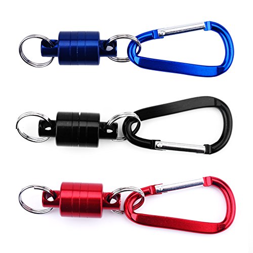 Vbestlife Magnetic Net Release Holder for Fly Fishing Net Keeper Magnet Landing Net Release Clip Keychain Hook Connector 3pcs