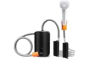 AZXJC Portable Outdoor Shower,4400mA Detachable Battery,USB Charging, LED Lighting,Battery Campsite Shower,self Suction Water Pump,Suitable for Hiking/Backpacking,Camping,Travel,Beach,Pets,Watering