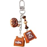 A-yeite Cute Coffee Keychain for Women Fun Bread Cookies Coffee Cup Keychain Purse Charm for Handbag Bag Keys