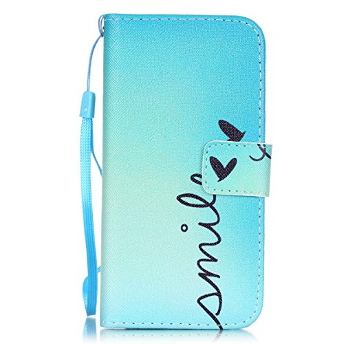 iPhone 7 Wallet Case, iPhone 7 Case, JanCalm [Wrist Strap] [Kickstand] Pattern Premium PU Leather Wallet [Card/Cash Slots] Flip Cover for Apple iPhone 7 (2016) (Smile)