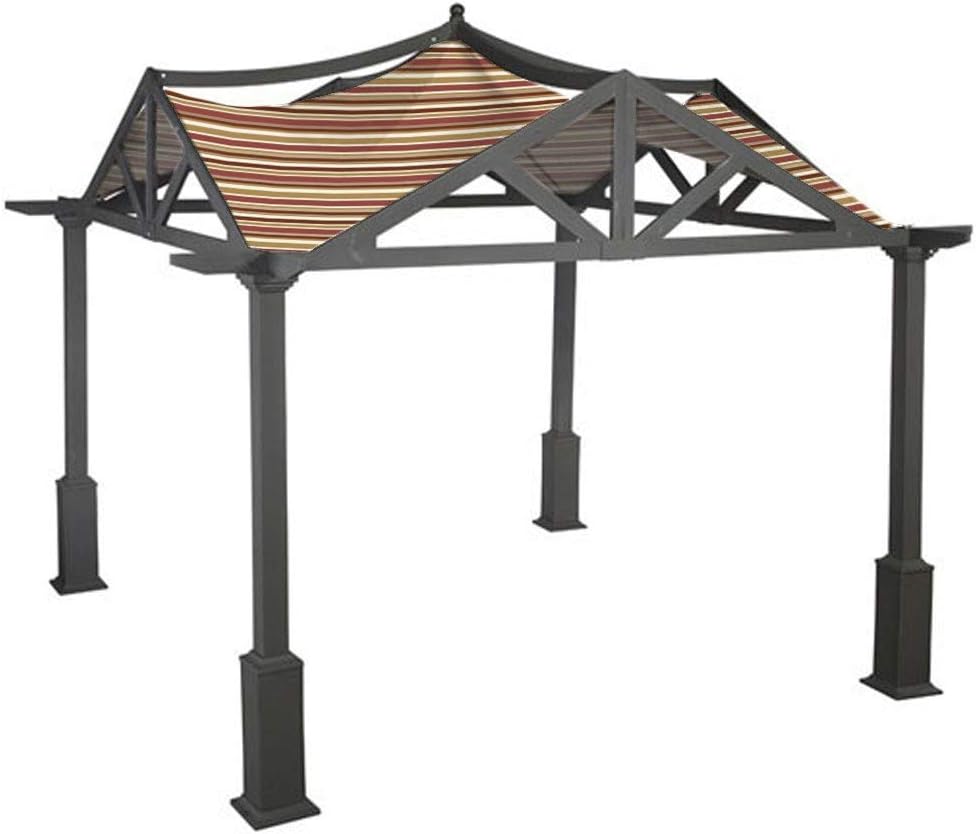 Garden Winds Replacement Canopy for Garden Treasures Pergola Gazebo - Standard 350 - Stripe Canyon