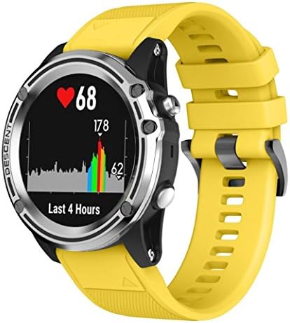 Pumsun Sports Silicone Bracelet Replacements Strap Band, For Garmin Descent Mk1 GPS Watch (Yellow)