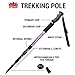 Crown Sporting Goods Shock-Resistant Adjustable Trekking Pole and Hiking Staff (Set of 2), Red, 43-Inch