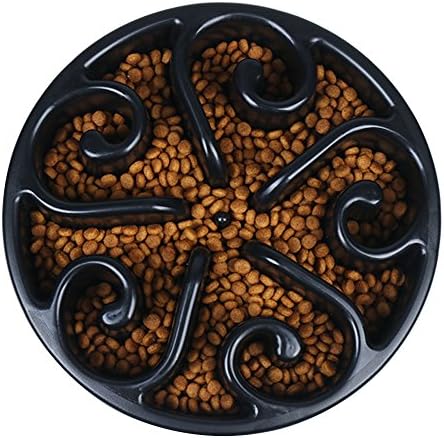 Pet Fun Feeder Dog Bowl Slow Feed Non Toxic Interactive Healthy Anti Gulping Bloat Stop Pet Feeder Dog Cat by feierna (black)