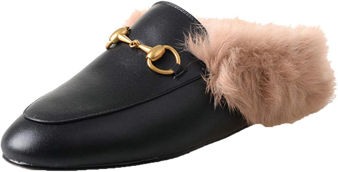 Agodor Women's Flat Mules Slip on Low Heels Open Back Loafer Shoes Dress Slippers