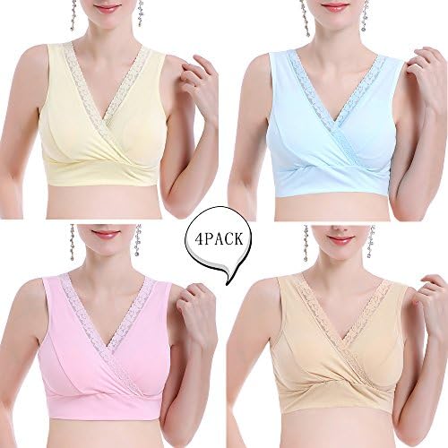 kapoki Women's Tank Sleep Bras Cotton Nursing Bra for Maternity/Breast Feeding Breast Pad Included