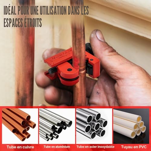 SHALL 4PC Tubing Cutter Set，Heavy-Duty Pipe Cutter Ø 6-50mm, mini Cutter Ø 3-22mm, with 2 deburring Tools, Suitable for PVC/Aluminum/Copper