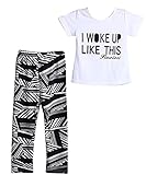 Baby Girls Zebra-stripe White T-shirt+pants Two-pieces Outfits Set 2-9y (2-3 Years, Black&white)