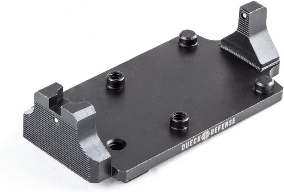 Dueck Defense RBU Mount & Back Up Sight Base w/ 2 Tritium Dots Compatible with Glock and Trijicon RMR