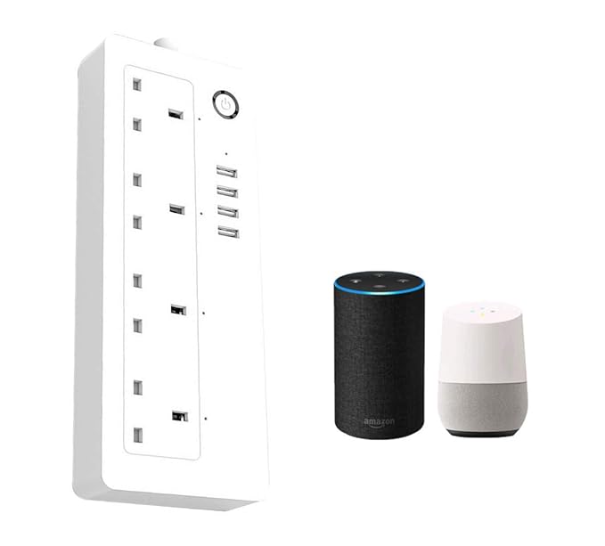 Smart WiFi Power Strip,4 Gang Socket 4 USB Extension Lead Cord Surge Protector Multi Plug,APP Remote Voice Control with Amazo