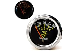 KoiLykke Mechanical Car Oil Pressure Gauge, 2-Inch (52mm) for Dial, 0-80 PSI for Range, 12V DC, Meter for Vehicle Engine Moni