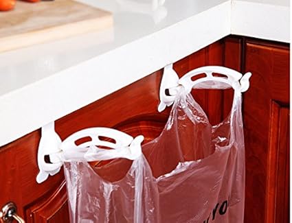 Okayji Hanging Trash Bag Holder Kitchen Cabinet Plastic Bags Door