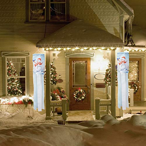 PINCHUANG 40 Inch Snowman Winter Windsock Flag, Christmas Windsock Outdoor Hanging Decoration for Front Yard Patio Lawn Garden Party Decor (Style C)