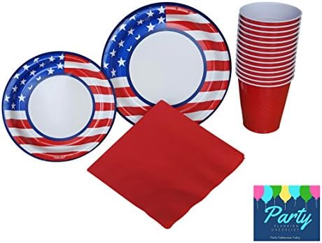 Memorial Day Party Supplies (Stars &amp; Stripes) for 40 Guests Including: Dinner/Luncheon Plates, Dessert Plates, Napkins &amp; Cups