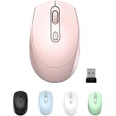 ONE-UP Wireless Mouse, 2.4G, Silent, Computer, USB Nano Receiver for Laptop, Chromebook, PC, Mac, Windows and School Work (Pink)