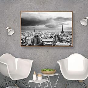 Floating Framed Canvas Wall Art for Living Room, Bedroom Black and White Building Canvas Prints for Home Decoration Ready to Hang - 16x24 inches