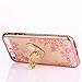 iPhone SE Case, iPhone 5S Case, Casesup Glitter Crystal Heart Floral Series - Slim Luxury Bling Rhinestone Clear TPU Case With Ring Stand For iPhone SE/5S/5, Rose Gold
