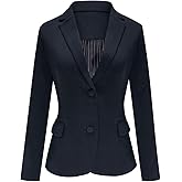 luvamia Women's Long Sleeve Formal Notch Lapel Button Down Blazer Pockets Jacket