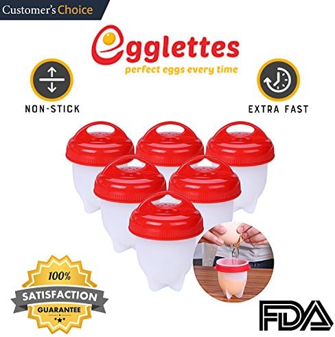 Egglettes - Egg Cooker Hard &amp; Soft Maker, No Shell, Non Stick Silicone, Poacher, Boiled, Steamer, AS SEEN ON TV.