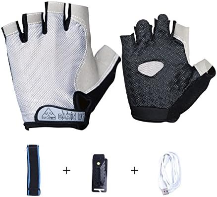 DAXIN DX Half Finger Biking Gloves, Fashion Mountain Bike Gloves Road Cycling Gloves Bicycle Riding Gloves Outdoor Accessories Men Women, Etra Flashlight, Anti-slip Pad Shock-absorbing, Breathable