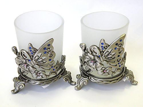 2pcs/set Elegant Candle Holder with Stand Butterfly (Available for Votive/ Tealight) 3 1/8"ht.