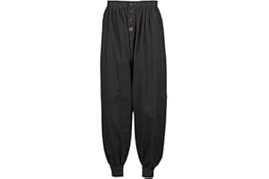 WISHU Mens Renaissance Pirate Linen Pants, Halloween Medieval Viking Gothic Navigator Costume Casual Trousers Cosplay