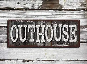 godblessign Outhouse Sign Rustic Metal Sign Full Color Metal Sign