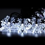 Isightguard Solar Powered String Lights Snowflakes Shape 5M/16.4FT 30 LEDs Waterproof Fairy Lights for Outdoor,Gardens,Christmas,Wedding,Holiday and Party Decorations (White)