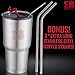 2 * LEAK PROOF lids for 30 oz tumblers + 2 BONUS steel straws, 100% air-tight vacuum open/close lock, spill, splash & leak proof, BPA-free, fits Yeti, Rtic, ozark, and most 30 oz tumblers - SLK