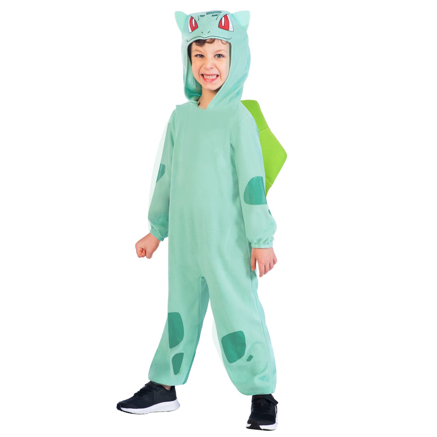 amscan 9915118 - Unisex Kids Official Pokémon Bulbasaur Jumpsuit Fancy Dress Costume Age: 3-4 Yrs, Blue/Green