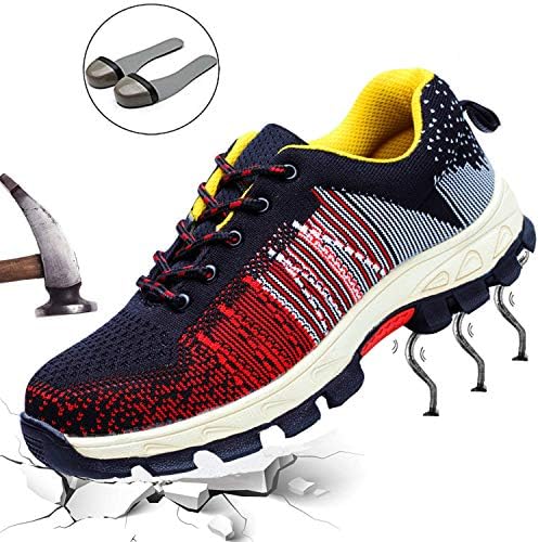 DADAZE Womens Mens Safety Shoes Work Shoes Steel Toe Cap Trainers Flyknit Breathable Lightweight Ankle Shoes Hiking Sport Sneaker