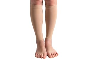 bounfend® Calf Compression Sleeves Socks for Men & Women (20-30mmHg) Leg Plus Size, Medical Grade for Varicose Veins, Swelling, Shin Splint, Edema, Nurses & Maternity, Running, Beige XL
