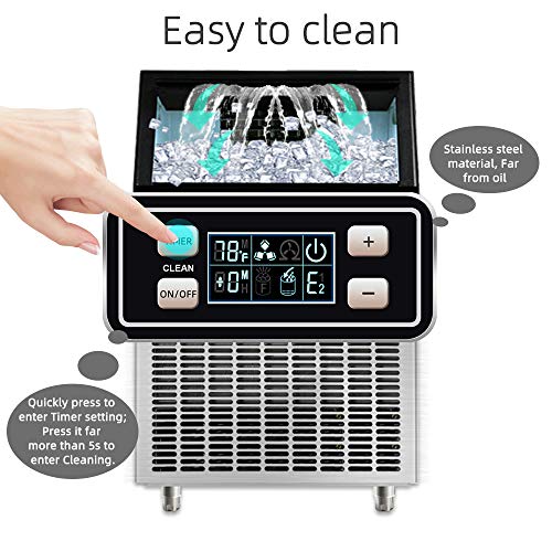Joy Pebble Commercial Ice Maker Machine, 100 LBS/24H Automatic Freestanding Ice Maker Undercounter, Ideal for Restaurants, Bars, Homes and Offices - Includes Scoop and Connection Hose