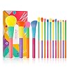Docolor Makeup Brushes 15 Pcs Colourful Makeup Brush Set Premium Gift Synthetic Kabuki Foundation Blending Face Powder…
