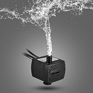 Decdeal Pompa Sommersa dell'Acqua con 4 LED per Acquario Stagno Pesci Vasca da Tavolo Fontana Idroponica 4.9 ft (1.5 m)