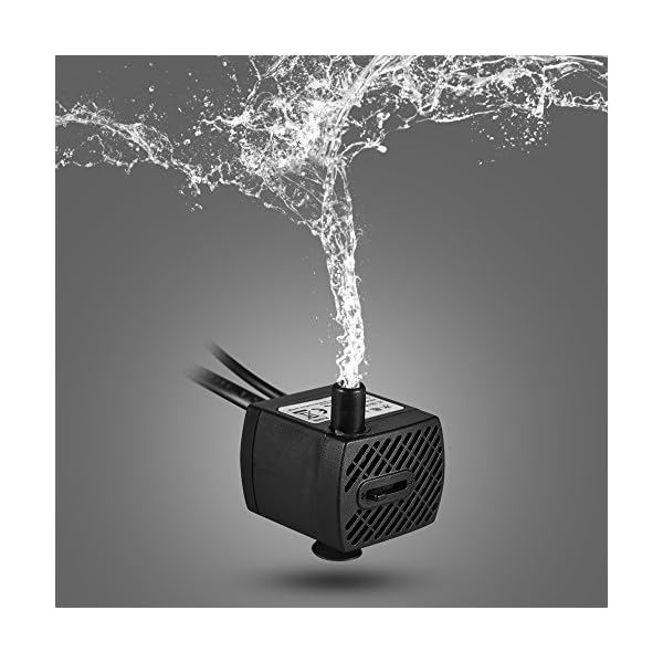 Decdeal Pompa Sommersa dell'Acqua con 4 LED per Acquario Stagno Pesci Vasca da Tavolo Fontana Idroponica 4.9 ft (1.5 m)