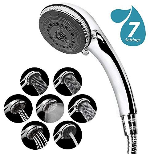EocuSun Alcachofa de Ducha, Alta Presión Cabezal de Ducha de Agua Ahorro Mango de Ducha con 7 Rociadores Handheld Showerhead Ducha Universal Cromo