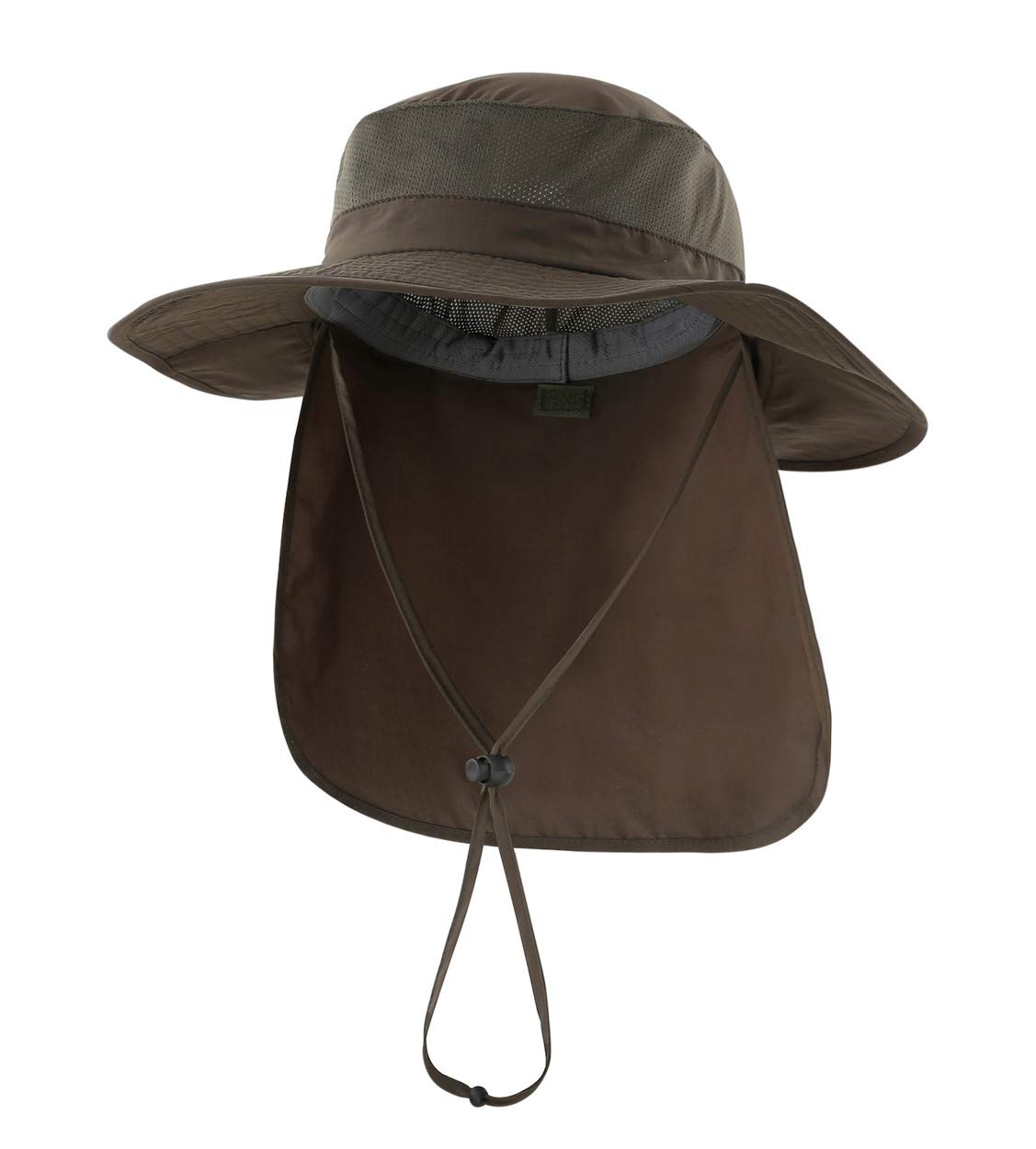 Magracy Unisex Outdoor Wide Brim Sun Hat Mesh UPF50+ Safari Hats with Neck Flap Fishing Hats Amy Green