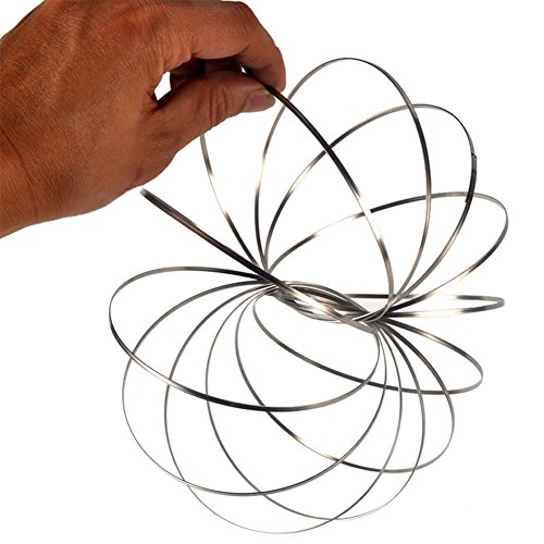 El-fmly Flow Ring Original Kinetic Spring Toy Interactive 3D Ring Game Toy for Kids Boys And Girl, Rave Accessories, Festival Accessories by El-fmly (5 Inches Sliver Flow Ring for Adult)